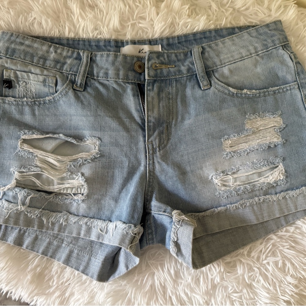 KanCan Light Blue Distressed Jean Shorts